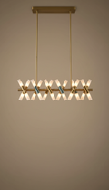 Linear chandelier in brushed metal