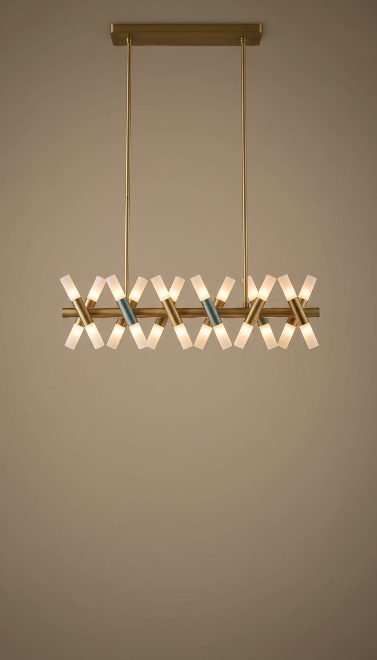 Linear chandelier in brushed metal