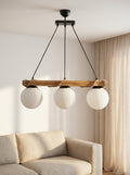 Nordwood 3'lü Opal Camlı Ahşap Avize