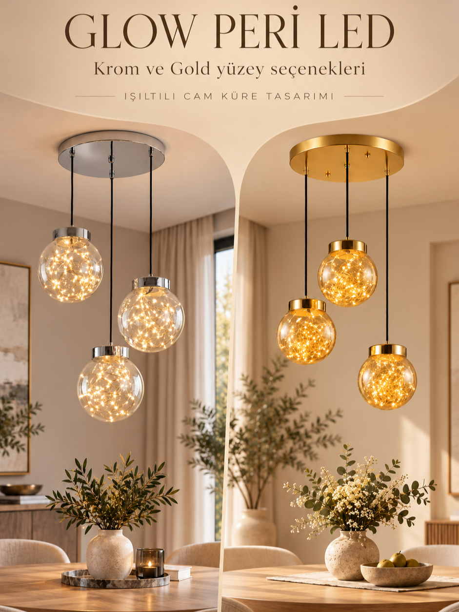 Glow 3'lü Peri LED Avize