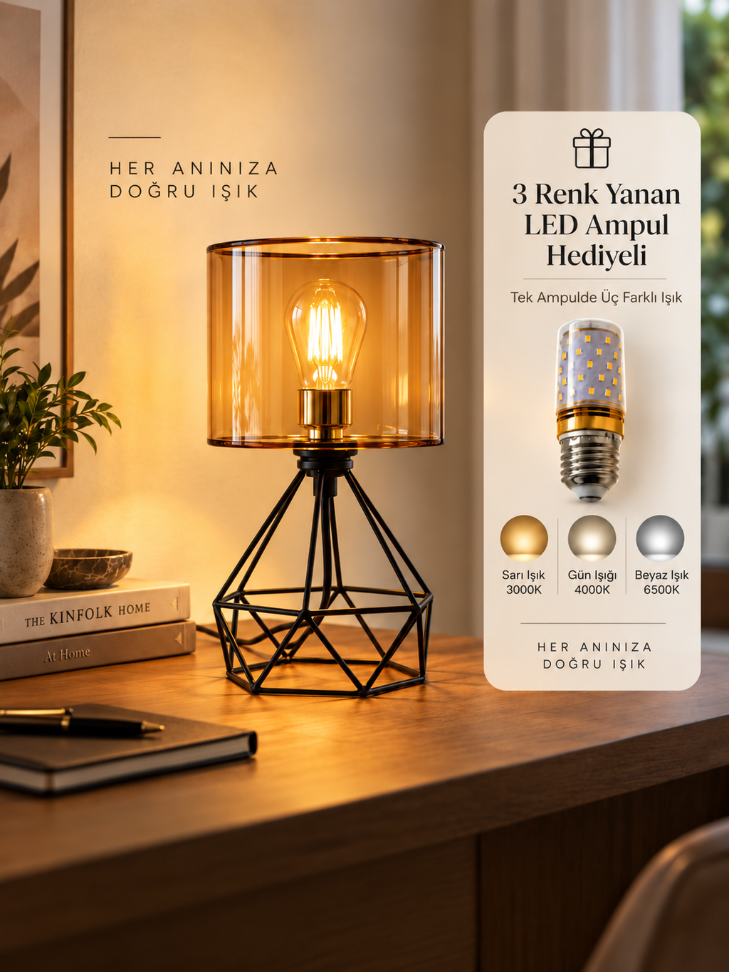 Hexa Camlı Masa Lambası