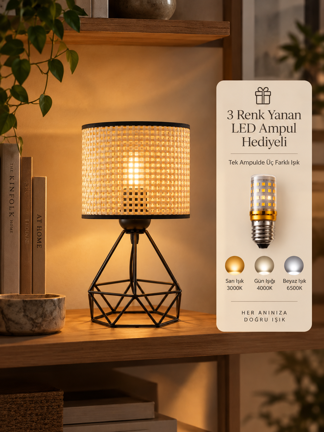 Hexa Hasır Başlıklı Masa Lambası