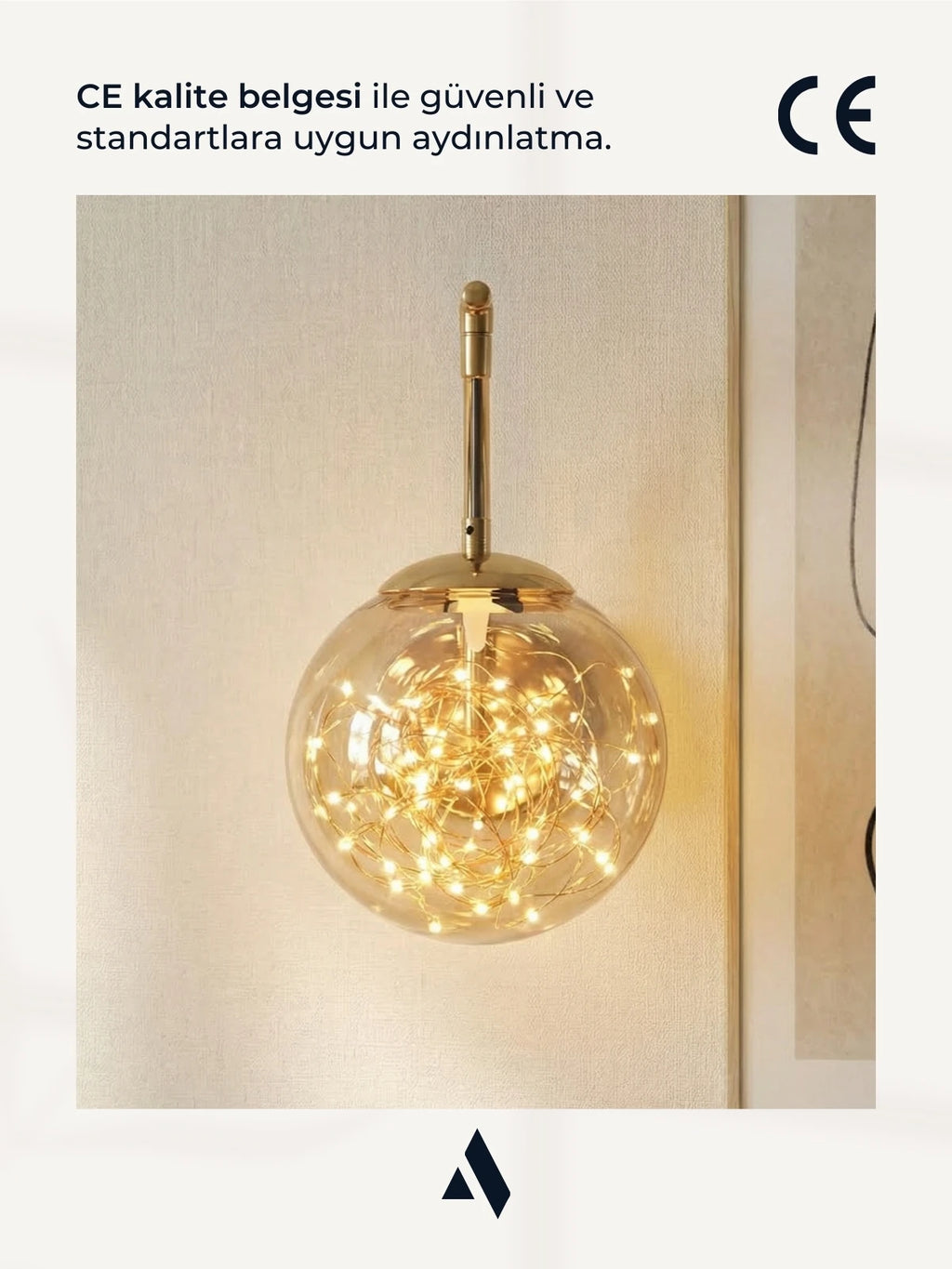 Glow Cam Peri LED Aplik – Gold & Gümüş Gövde, Dekoratif Duvar Aydınlatma