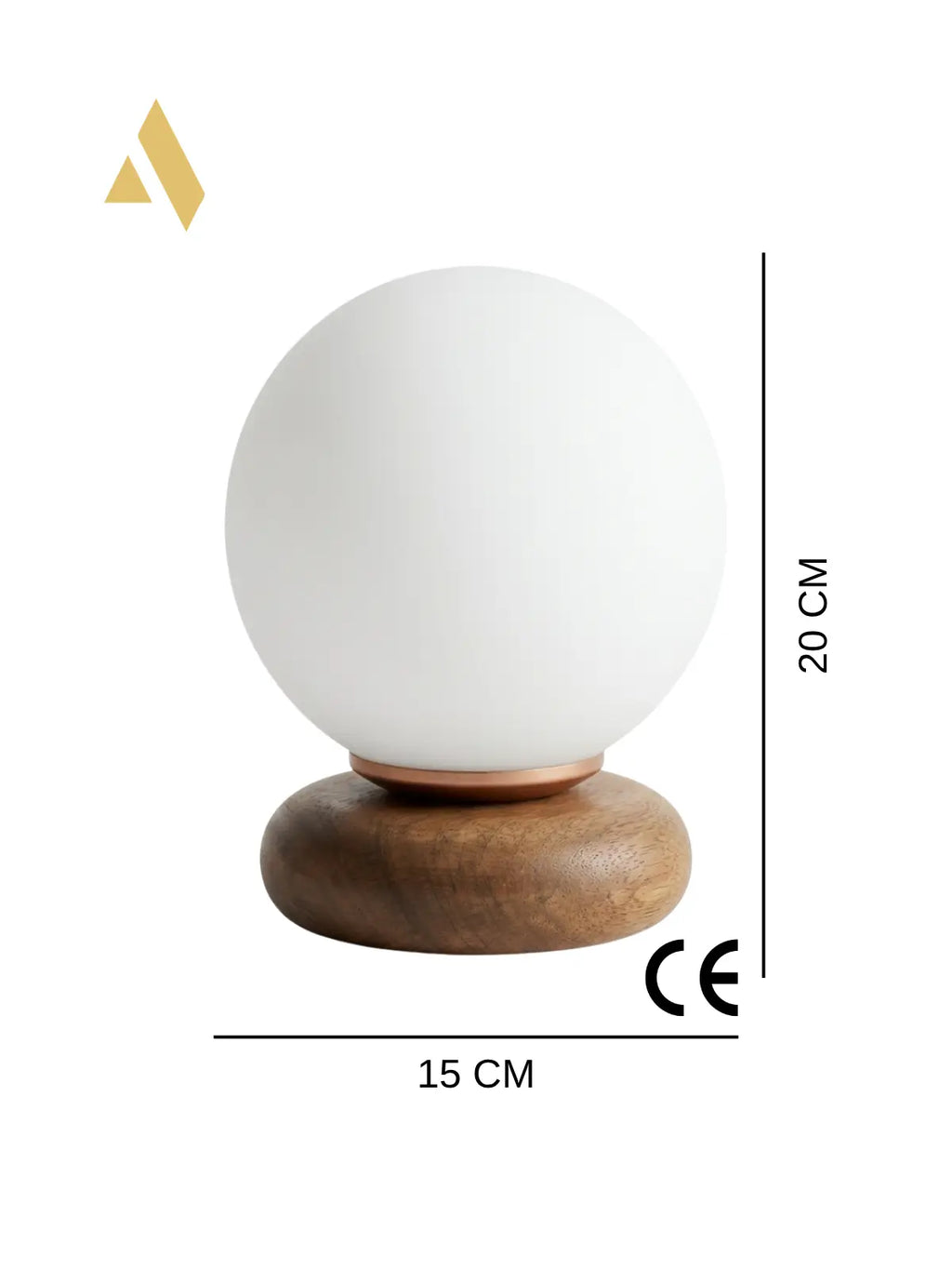 Alldesco Orbina Soft Opal Cam Masa Lambası – Ahşap Tabanlı Minimal Abajur
