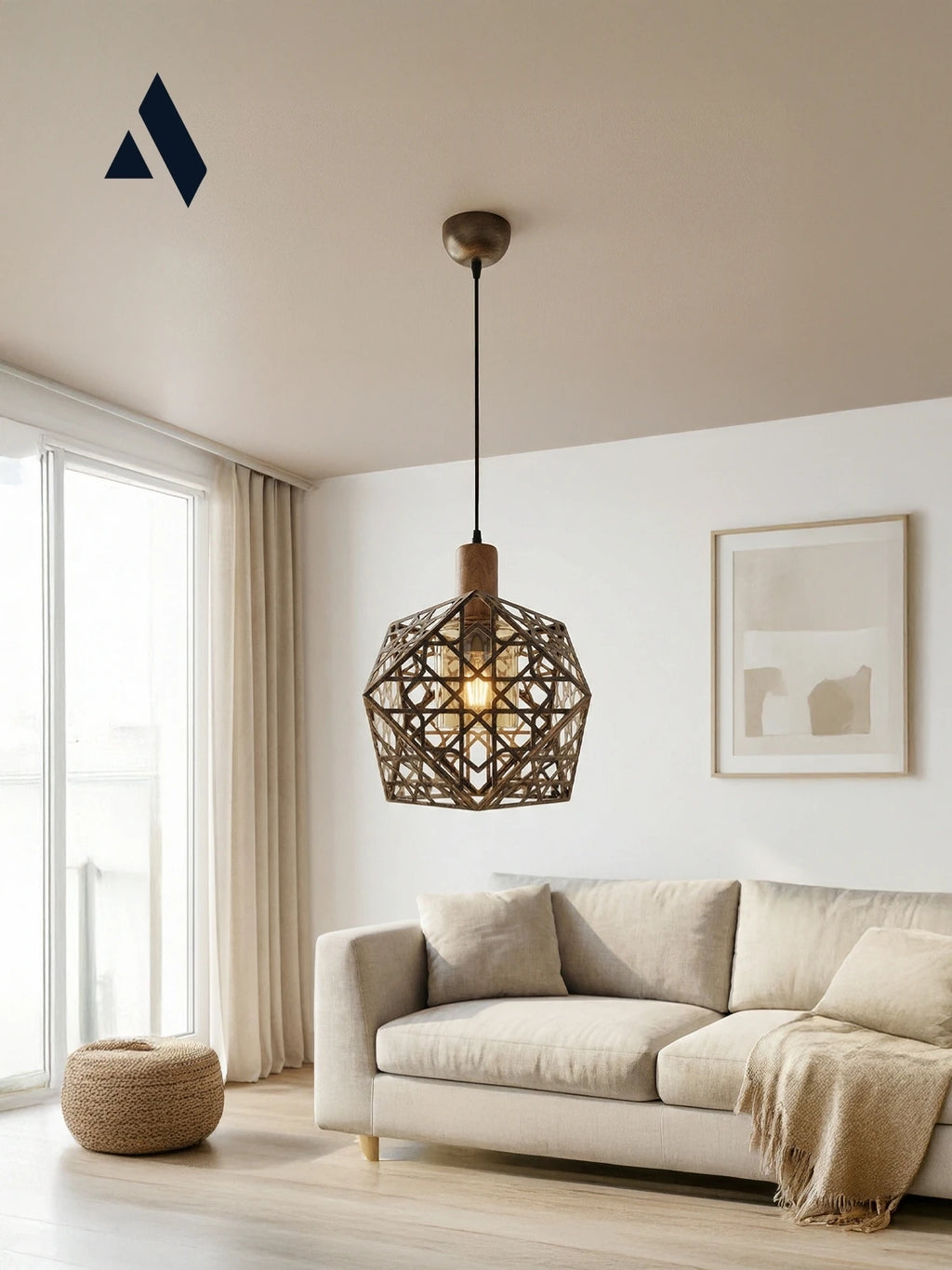 Hexara Geometrik Metal Sarkıt Avize – Altıgen Form Modern Tekli Aydınlatma