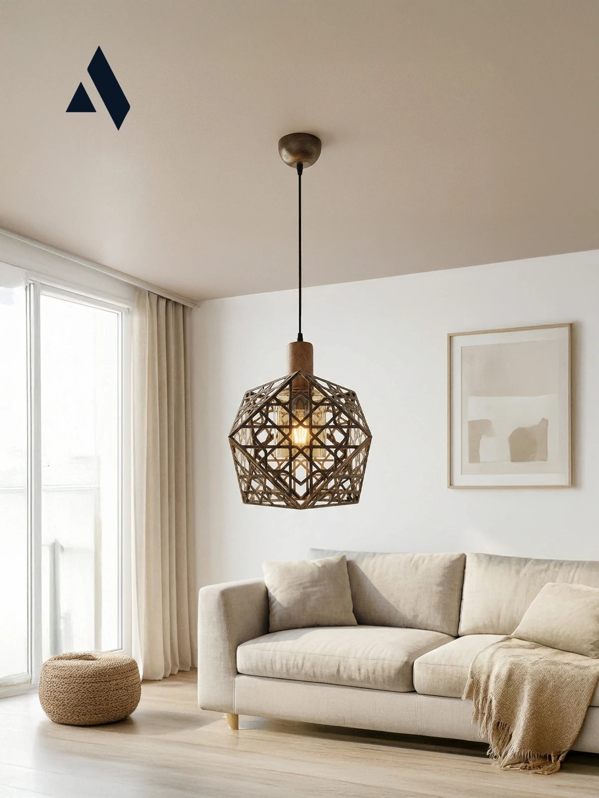 Hexara Geometrik Metal Sarkıt Avize – Altıgen Form Modern Tekli Aydınlatma