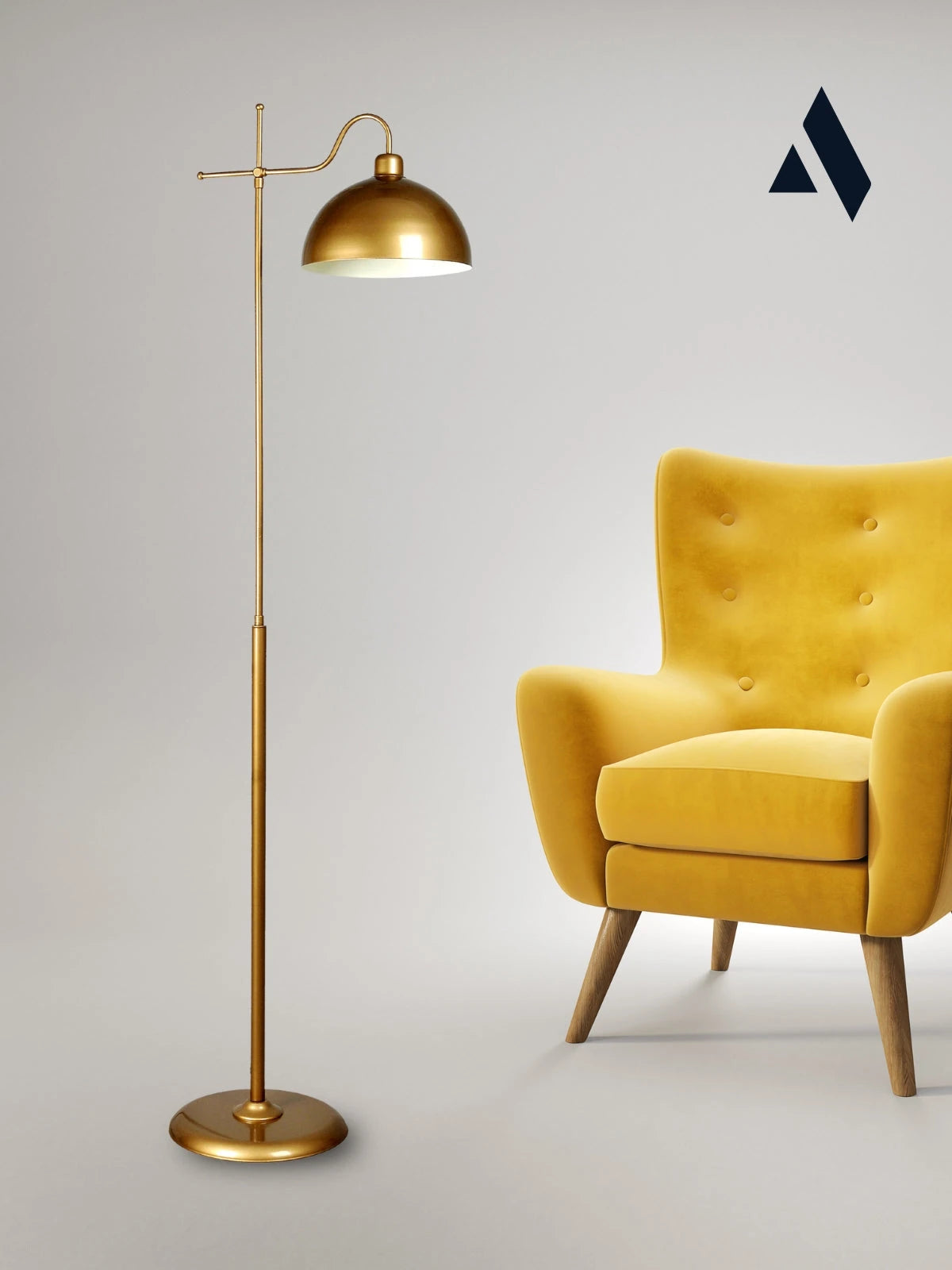 Glorea Metal Lambader – Eskitme Gold & Beyaz | Modern, Dekoratif ve Zarif Yer Aydınlatması