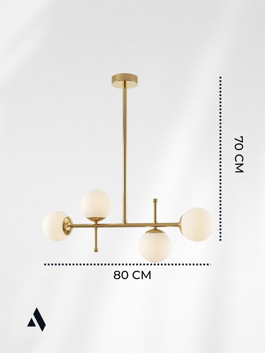 Cosmo 4’lü Modern Avize – Opal Cam Küreli Krom / Gold Metal Salon Avizesi