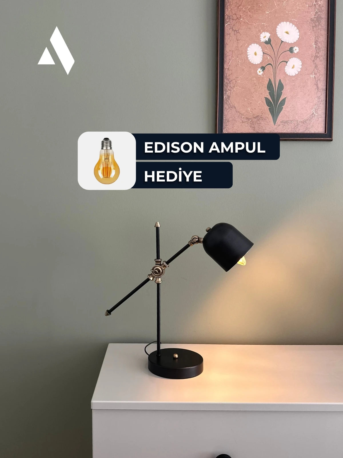 Orion Modern Masa Lambası – Siyah & Eskitme Gold | Göz Yormayan Işık, Şık Tasarım