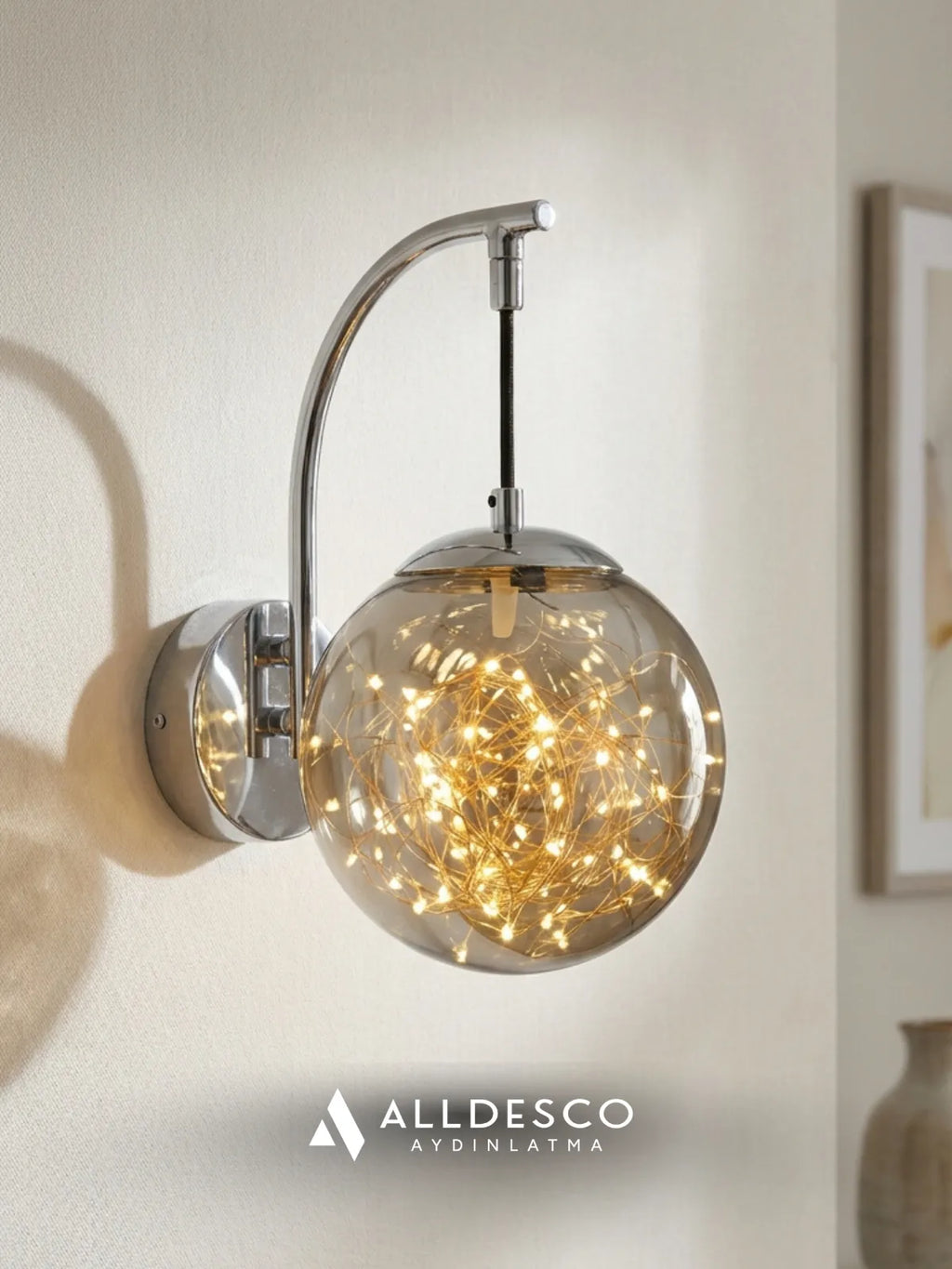 Glow Cam Peri LED Aplik – Gold & Gümüş Gövde, Dekoratif Duvar Aydınlatma