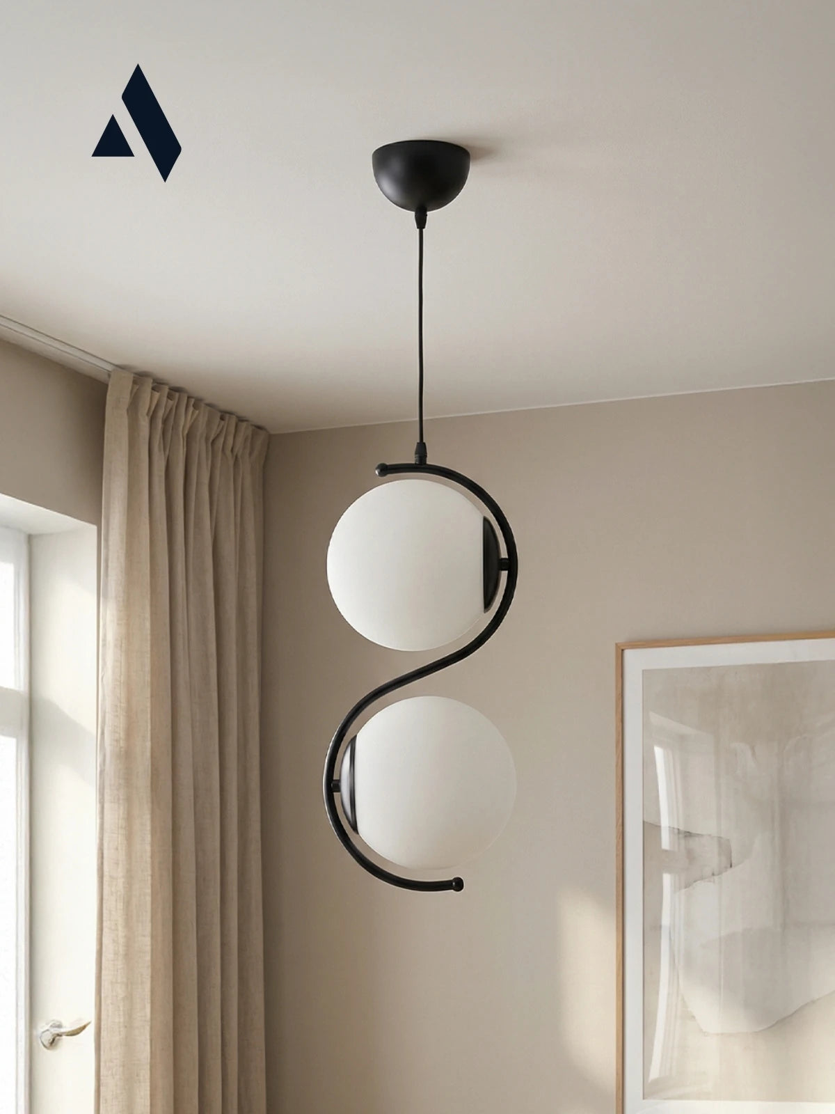 Orbis 2'li Sarkıt Avize – Modern Camlı S Form Metal Avize