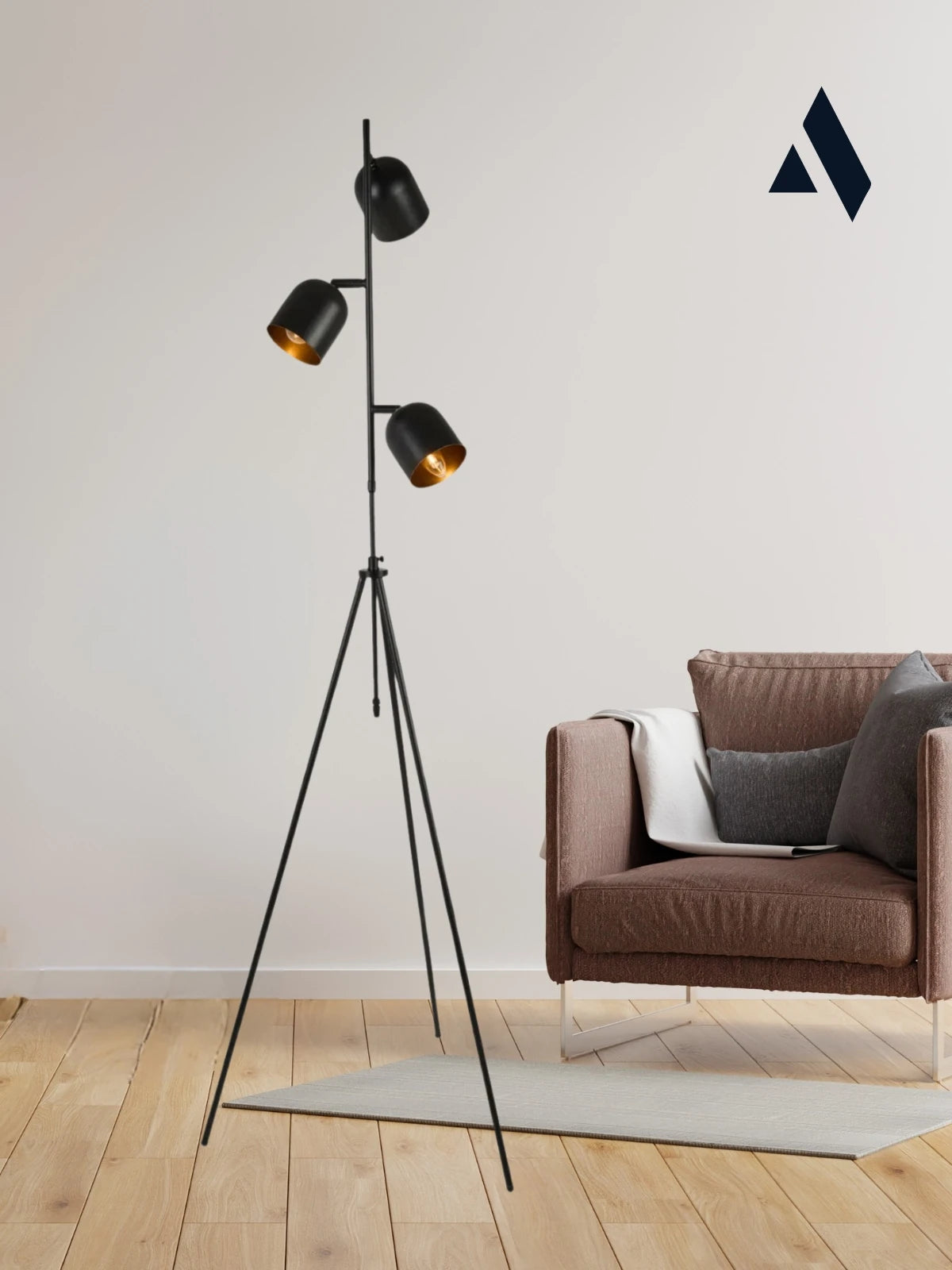 Horion Tripod Lambader – 3 Başlıklı, Ayarlanabilir, Metal Gövde (Siyah, Beyaz, Eskitme)