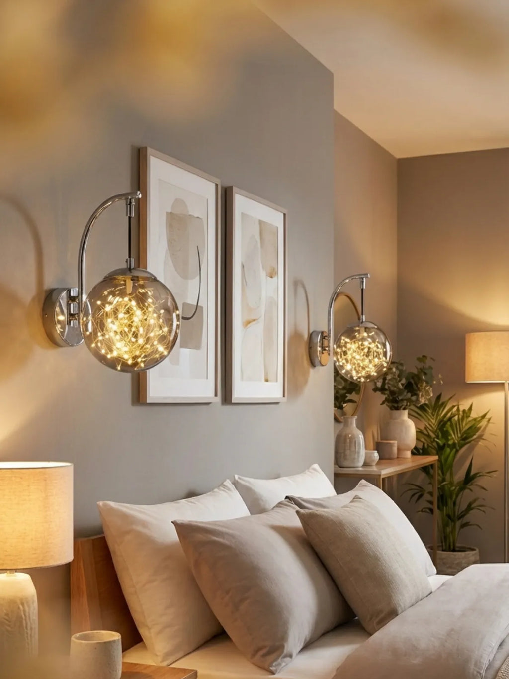 Glow Cam Peri LED Aplik – Gold & Gümüş Gövde, Dekoratif Duvar Aydınlatma