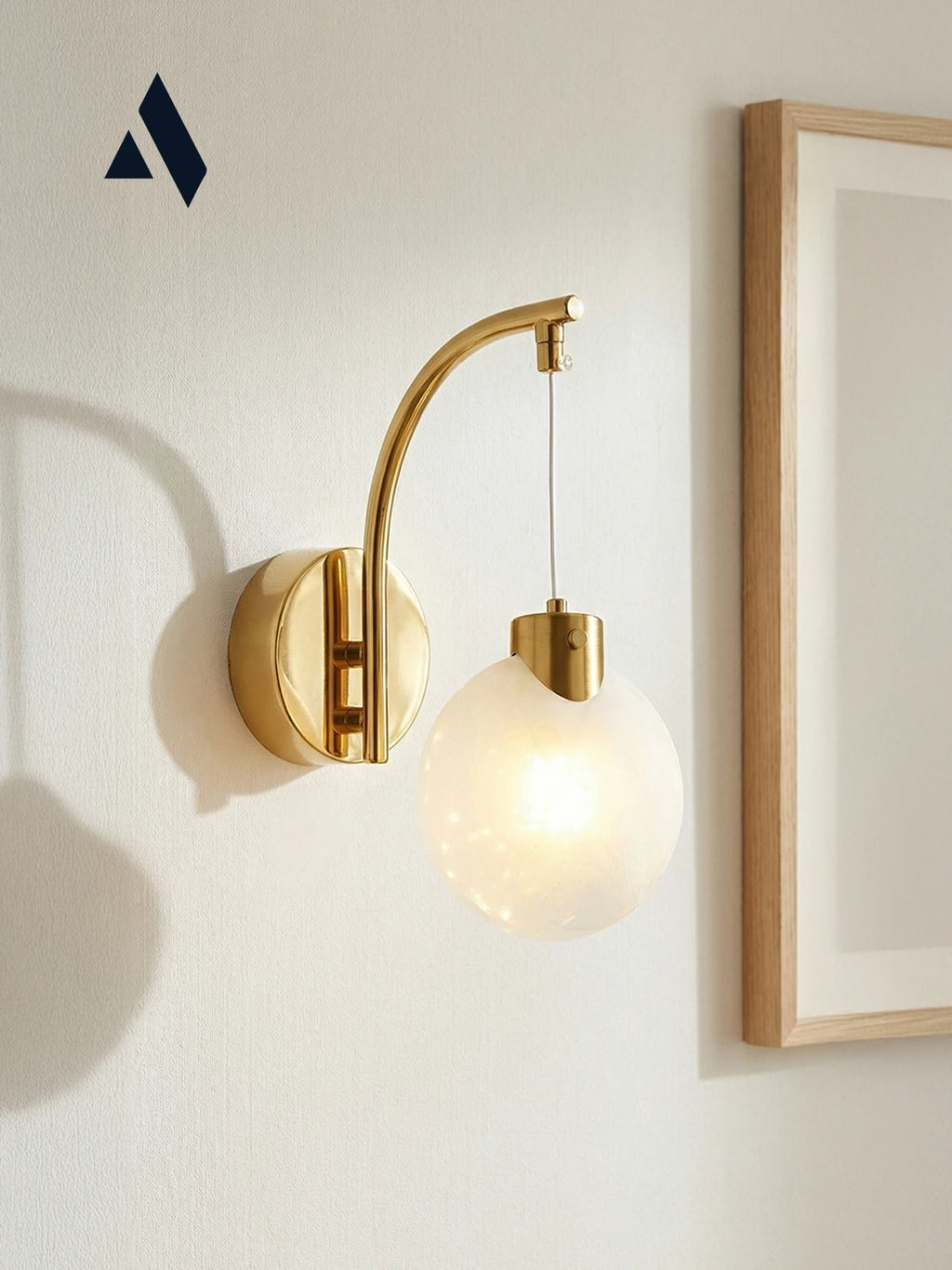 Fiora Midye Cam Küre Duvar Aplik – Gold & Krom Seçenekli