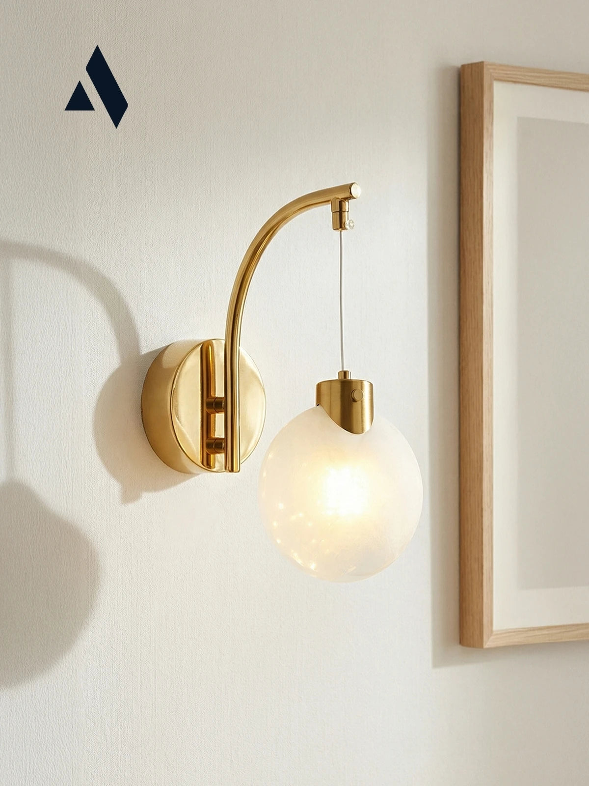 Fiora Midye Cam Küre Duvar Aplik – Gold & Krom Seçenekli