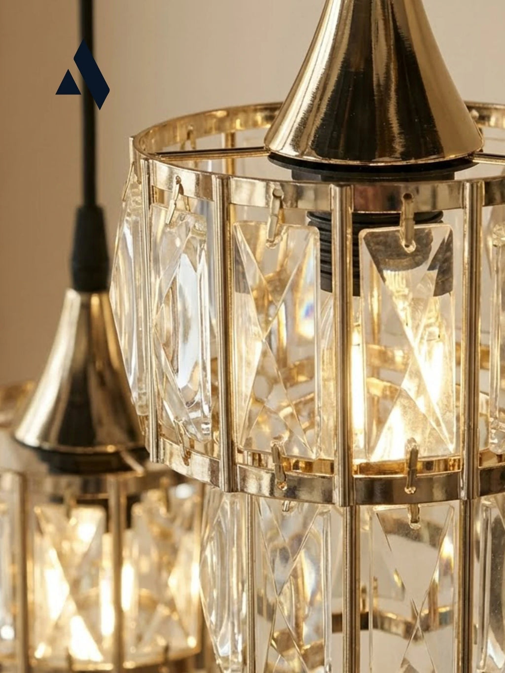 Crysten Luxe 3’lü Kristal Taşlı Sarkıt Avize (Gold & Silver)