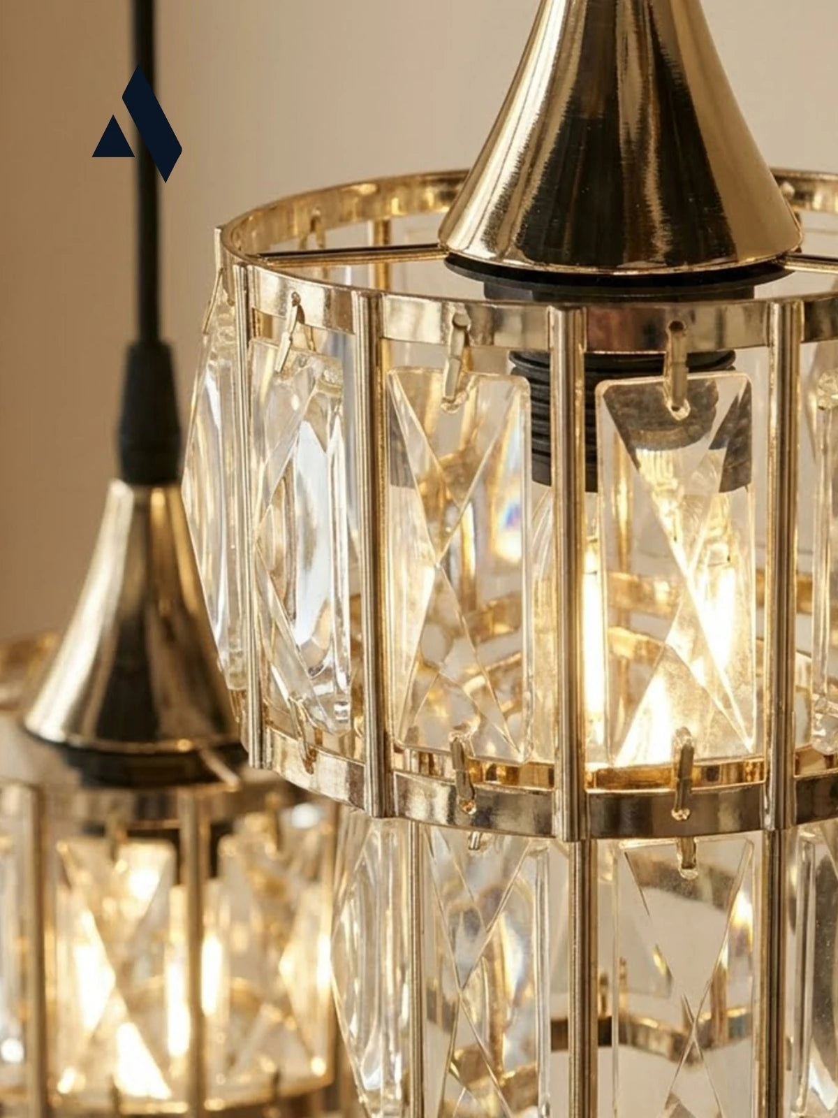 Crysten Luxe 3’lü Kristal Taşlı Sarkıt Avize (Gold & Silver)