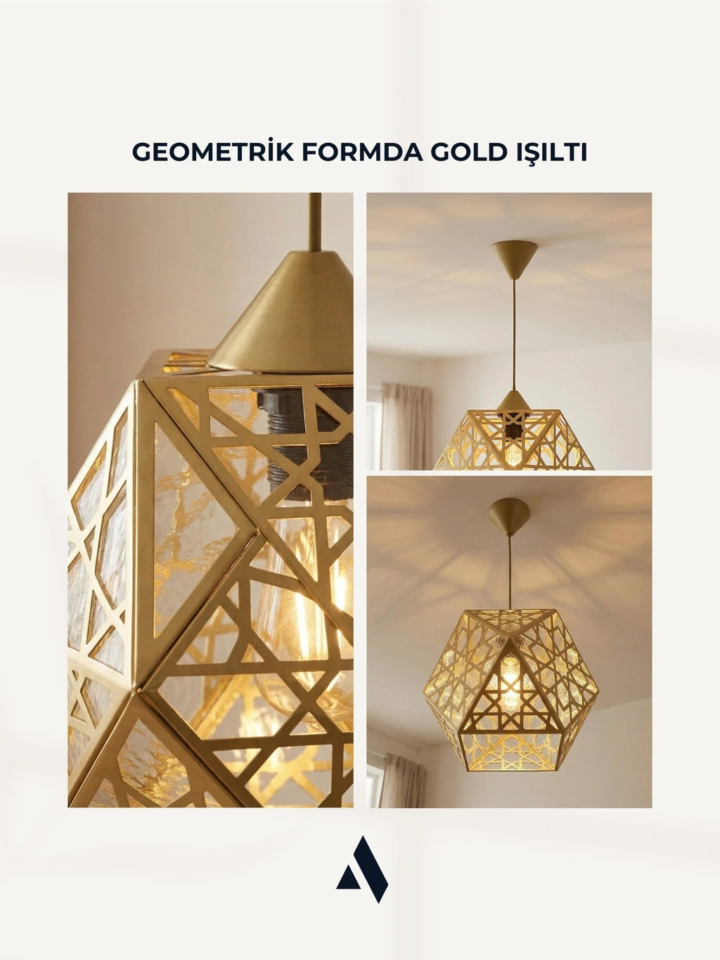 Hexara Geometrik Metal Sarkıt Avize – Altıgen Form Modern Tekli Aydınlatma