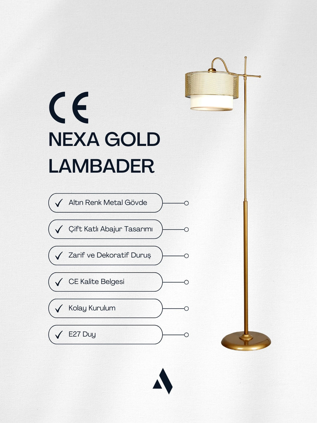 Nexa Eskitme Gold Lambader | Tel Örgü Başlık, Yumuşak Işık ve Zamansız Şıklık