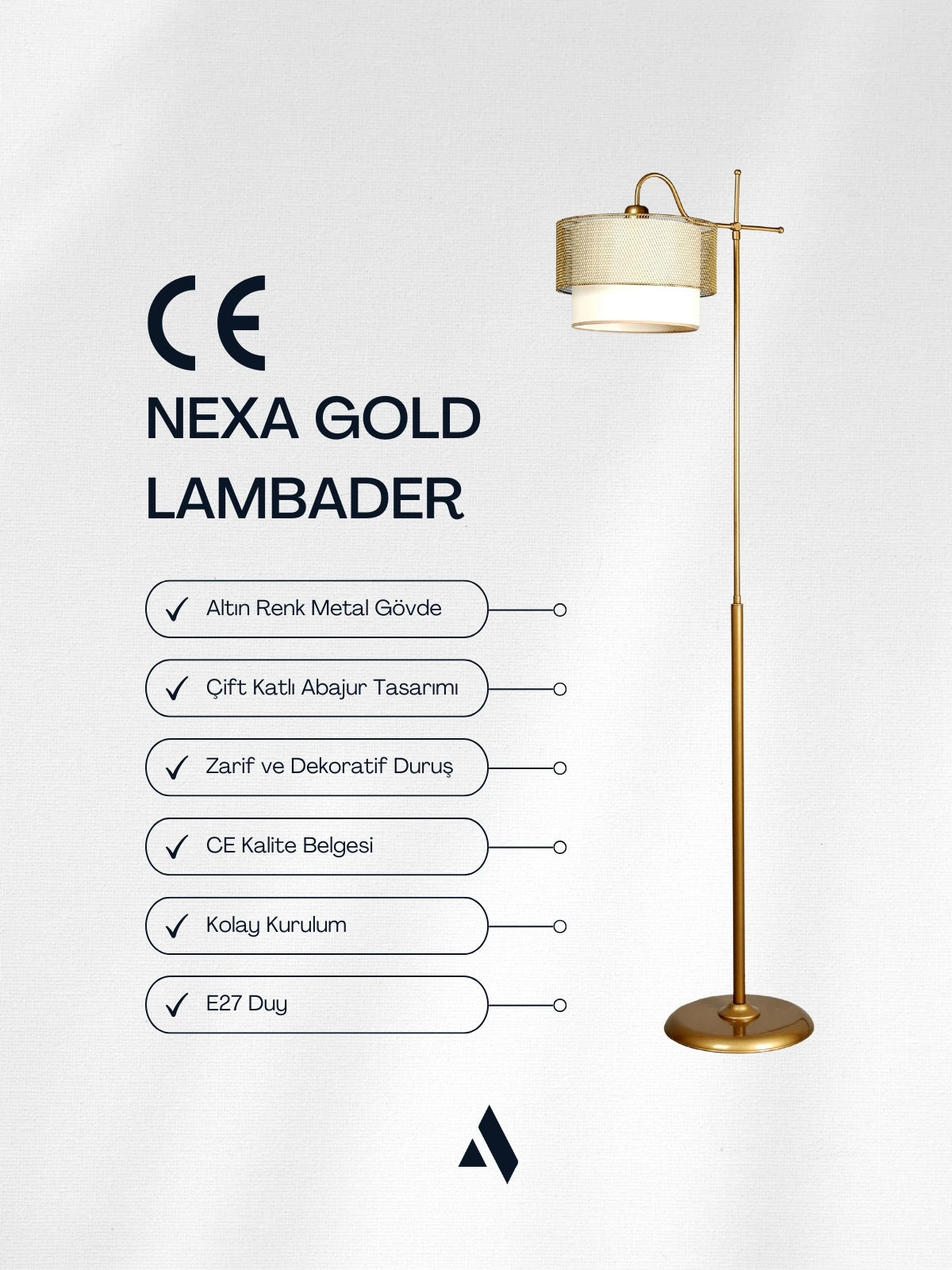 Nexa Eskitme Gold Lambader | Tel Örgü Başlık, Yumuşak Işık ve Zamansız Şıklık