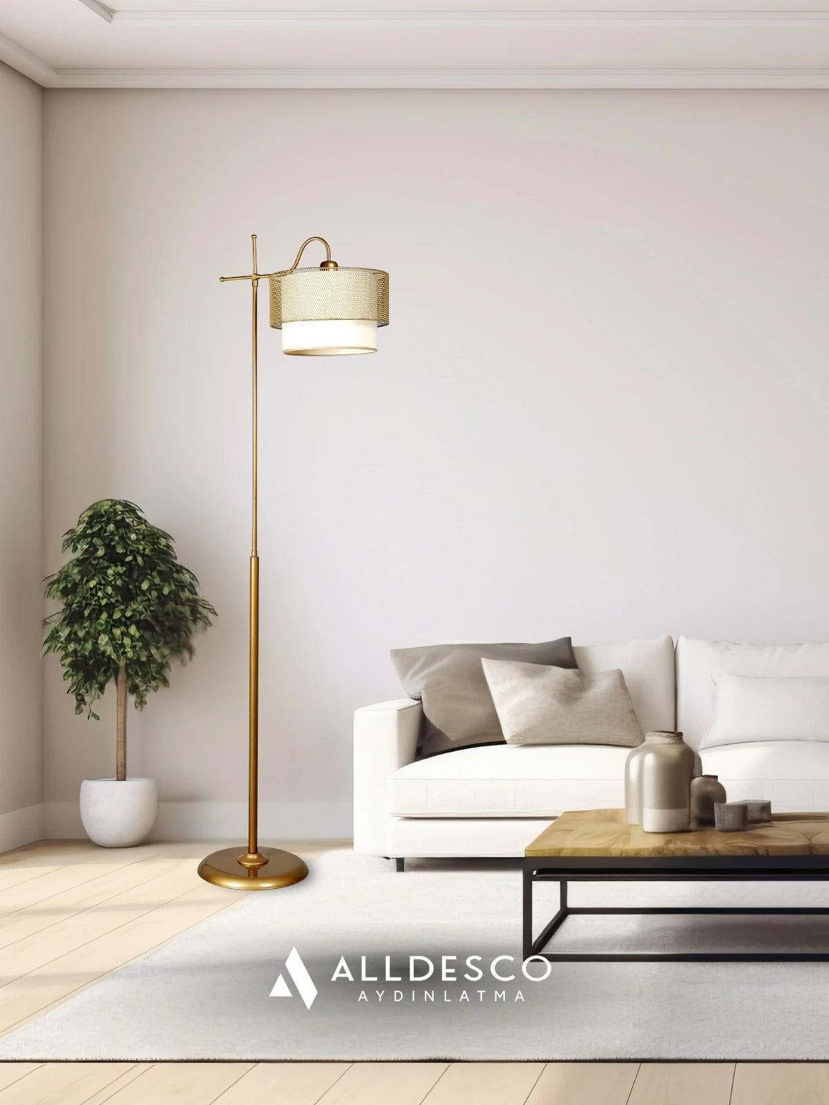 Nexa Eskitme Gold Lambader | Tel Örgü Başlık, Yumuşak Işık ve Zamansız Şıklık