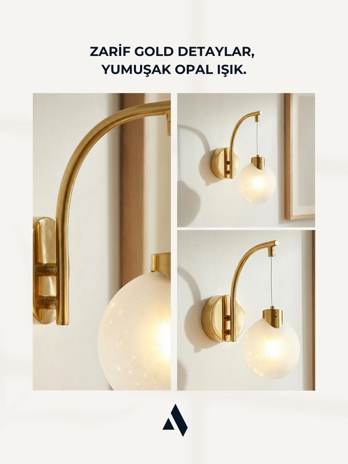 Fiora Midye Cam Küre Duvar Aplik – Gold & Krom Seçenekli