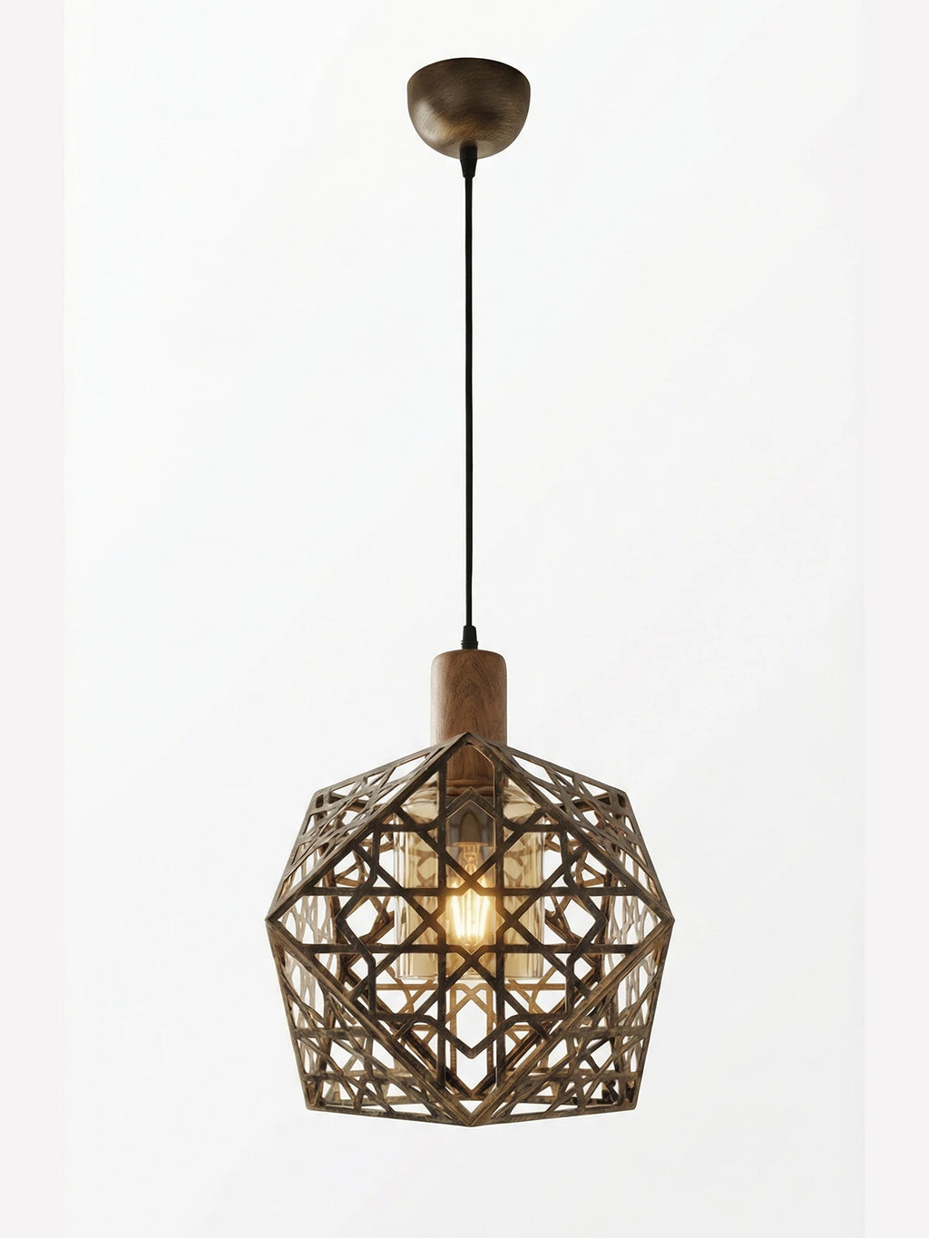 Hexara Geometrik Metal Sarkıt Avize – Altıgen Form Modern Tekli Aydınlatma