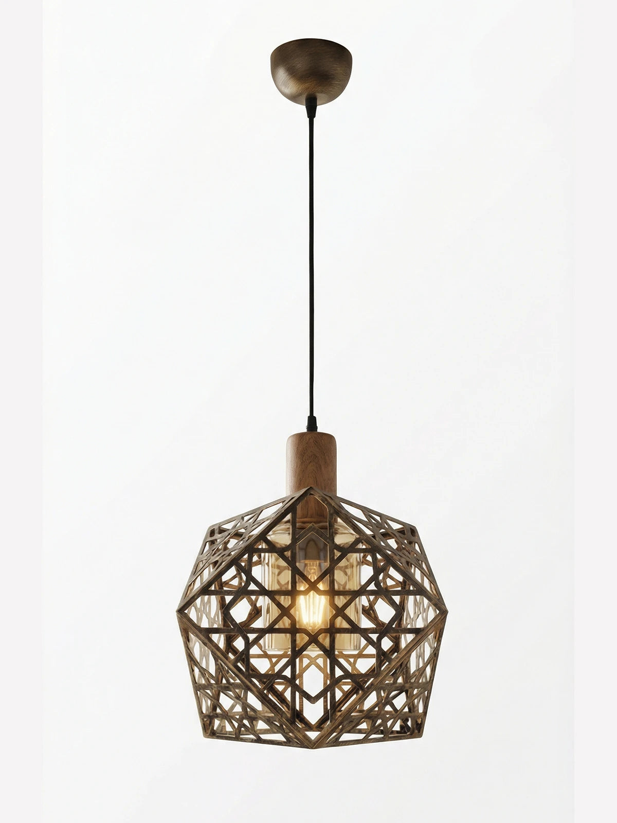 Hexara Geometrik Metal Sarkıt Avize – Altıgen Form Modern Tekli Aydınlatma