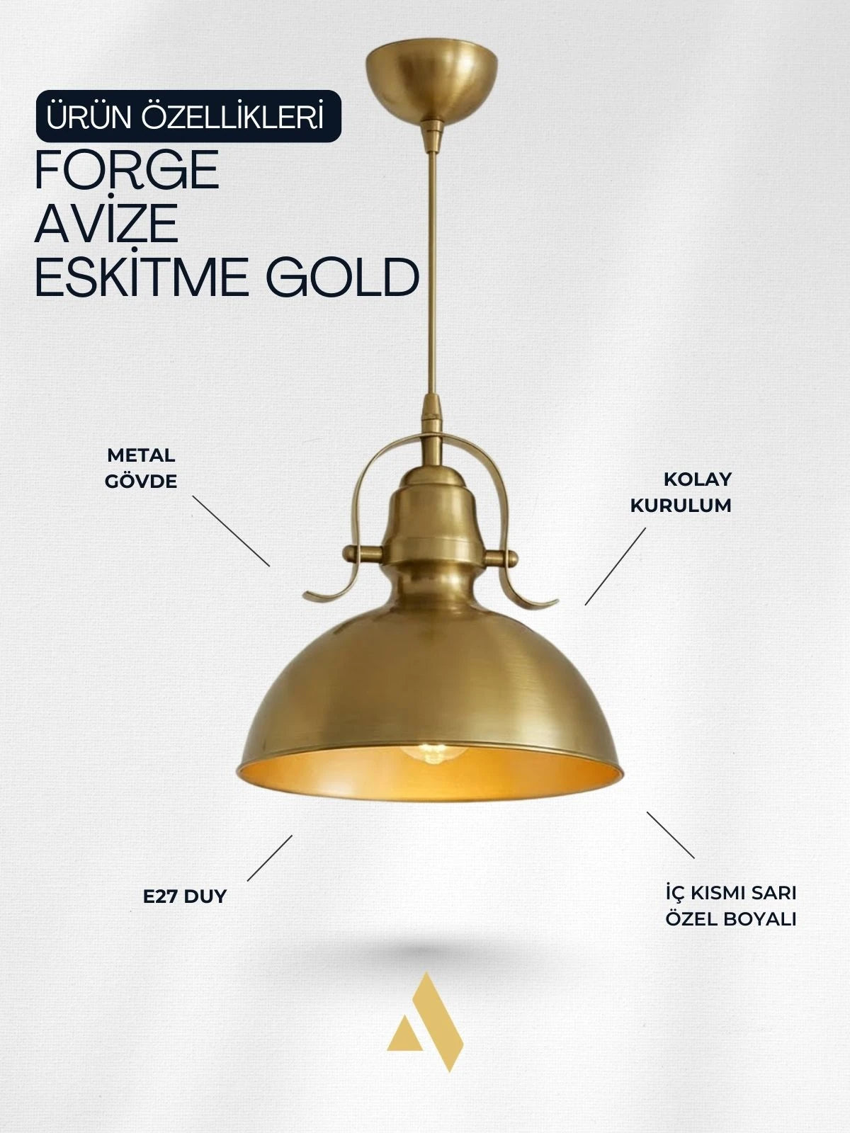 Forge Metal Tekli Sarkıt Avize –  Endüstriyel , Ofis, Mağaza, Restoran, İşyeri, Salon Aydınlatma |Alldesco