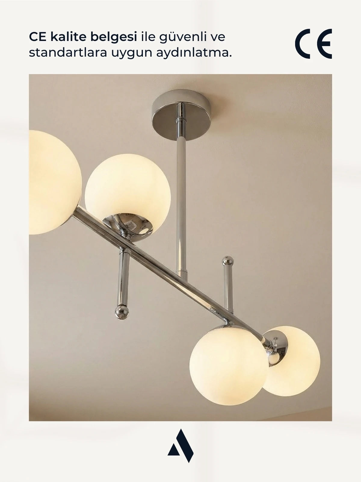 Cosmo 4’lü Modern Avize – Opal Cam Küreli Krom / Gold Metal Salon Avizesi