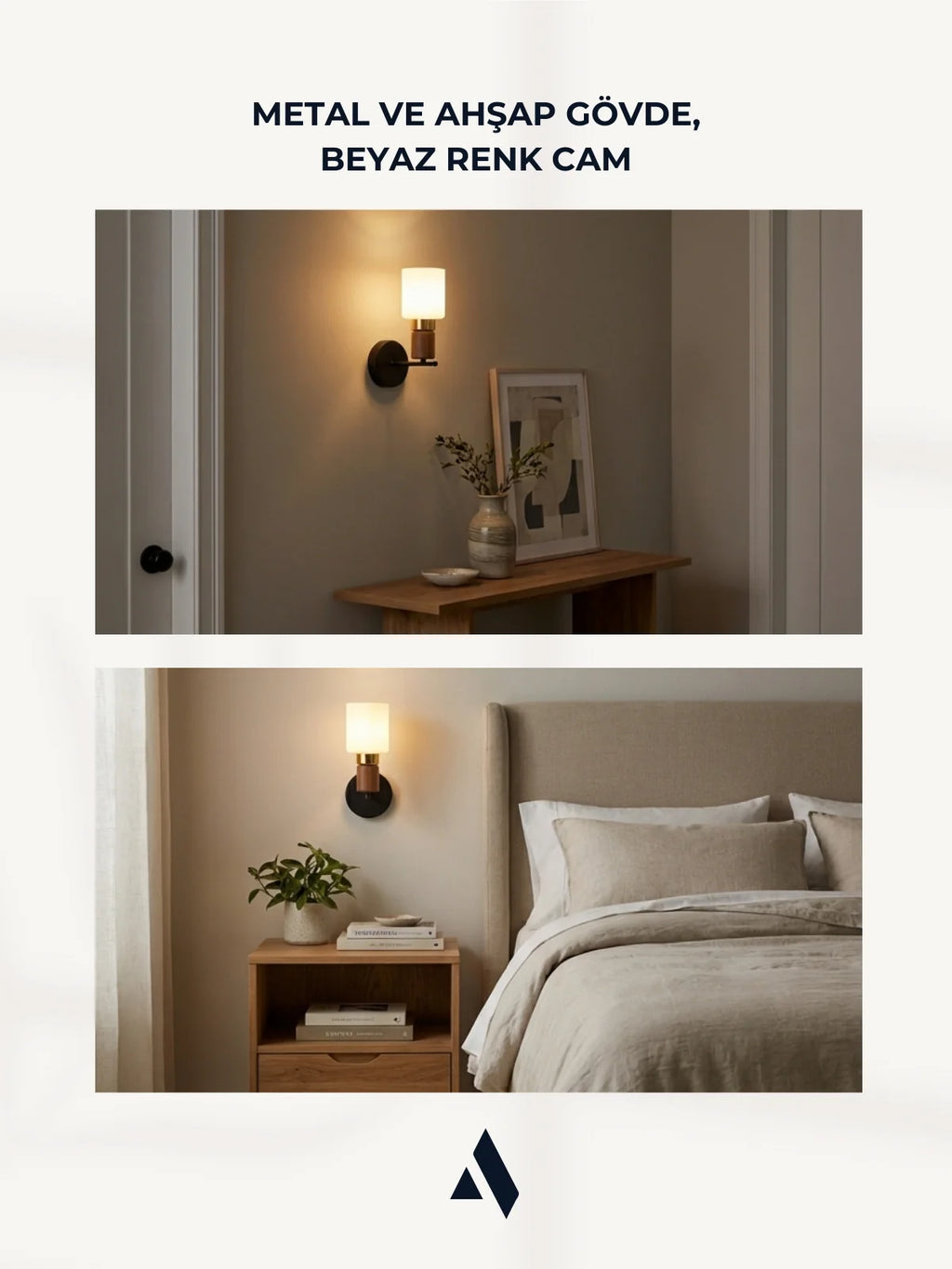 Elyra Modern Dekoratif Duvar Aplik – Ahşap Detaylı Camlı Aydınlatma