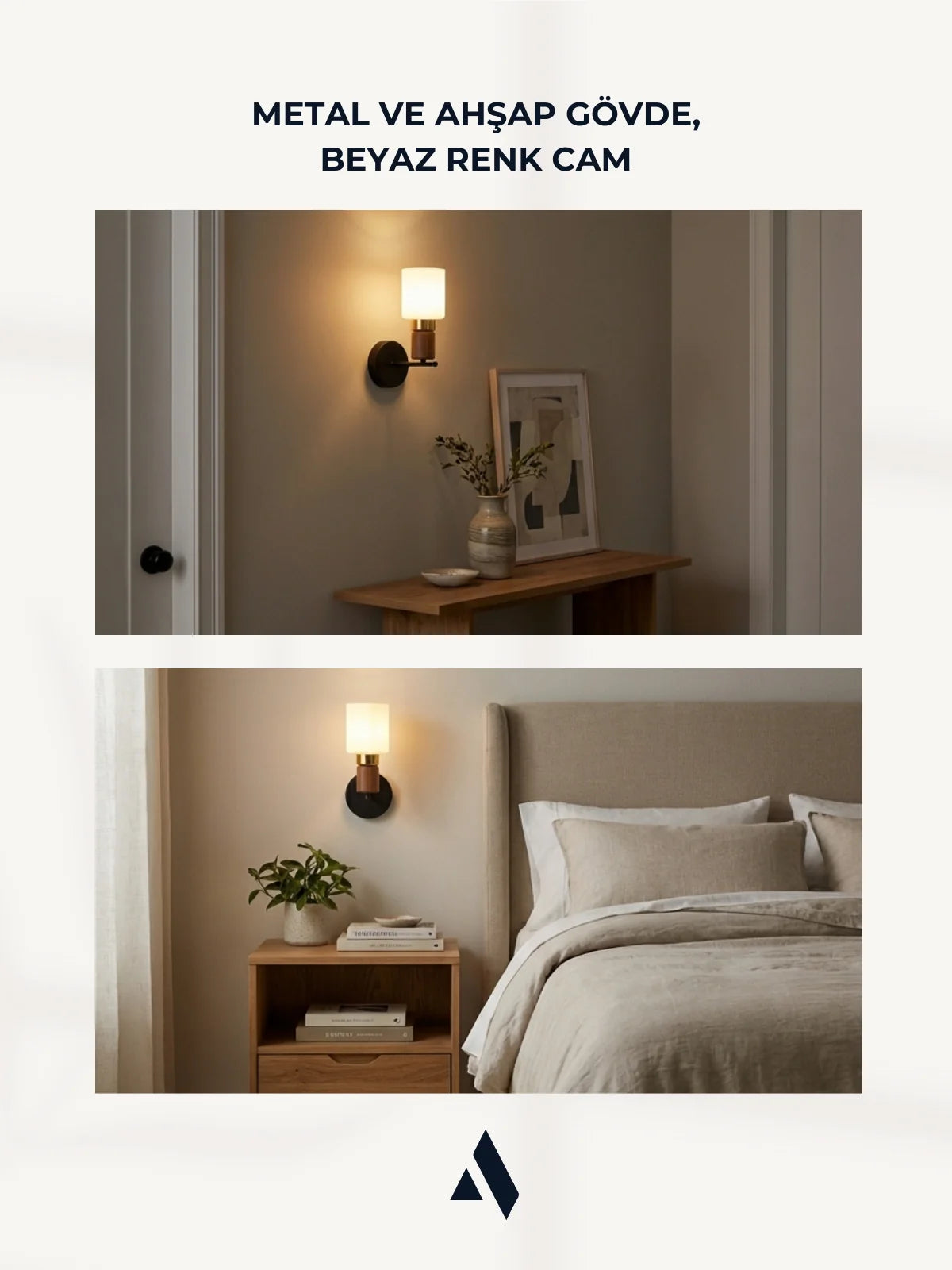 Elyra Modern Dekoratif Duvar Aplik – Ahşap Detaylı Camlı Aydınlatma