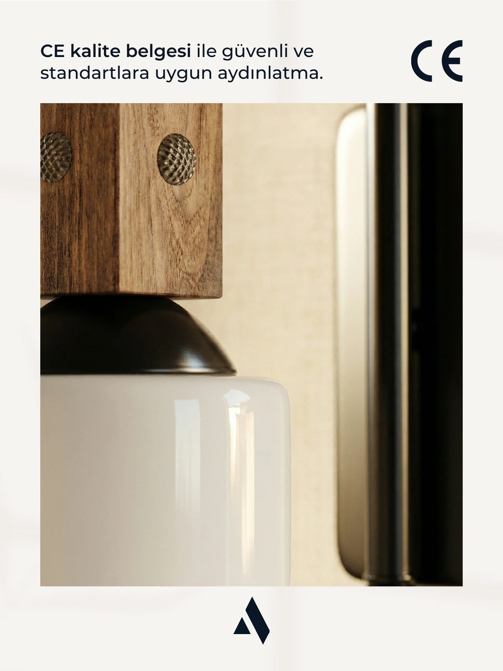 Altira Ahşap Süslemeli Duvar Apliği – Rustik Modern Stil, Opal ve Bal Camlı
