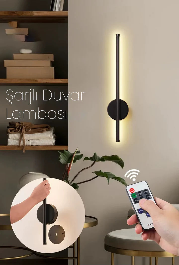 Lunex Şarjlı Manyetik LED Duvar Apliği (Kumandalı, 3 Renk)