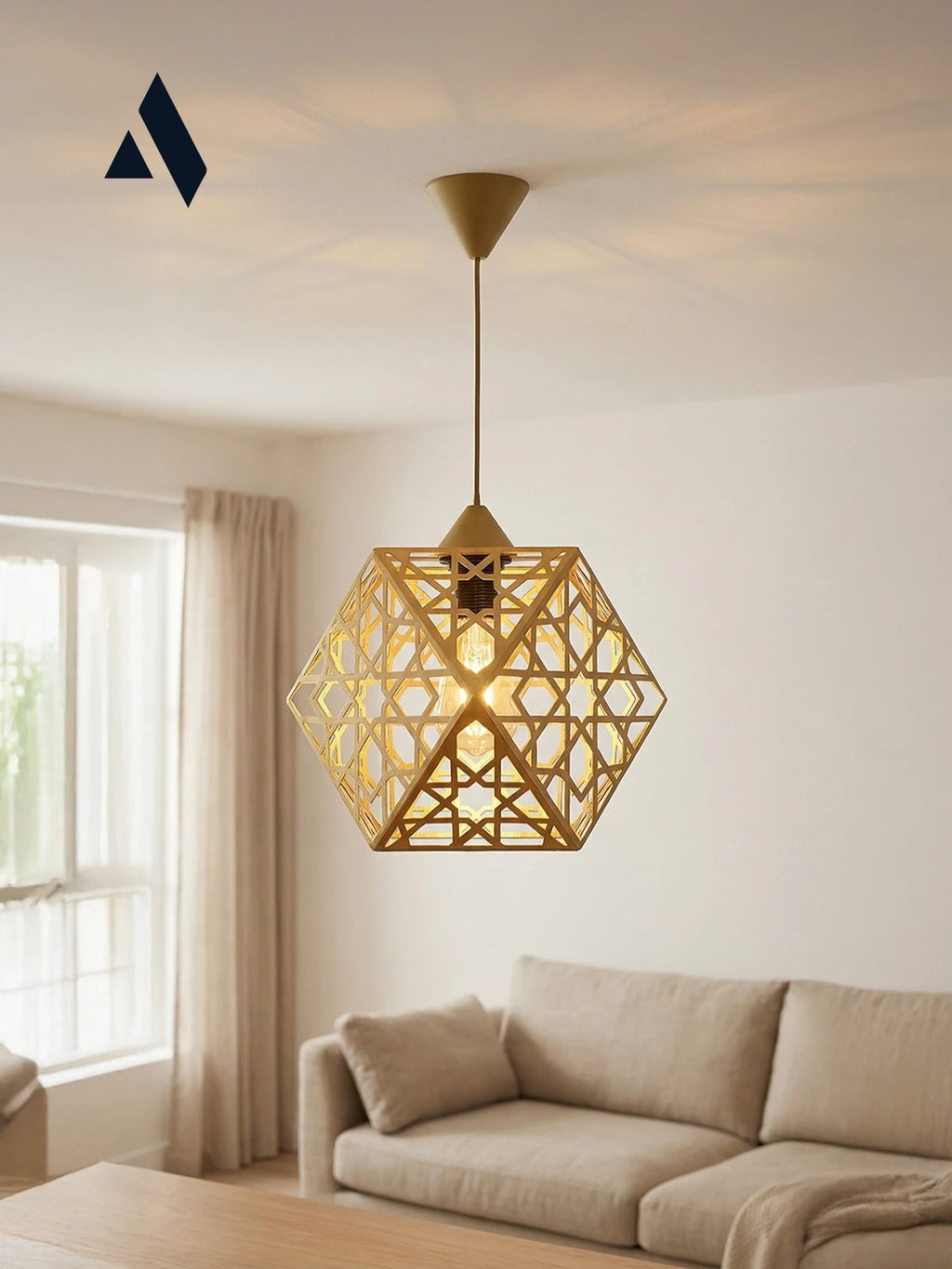 Hexara Geometrik Metal Sarkıt Avize – Altıgen Form Modern Tekli Aydınlatma