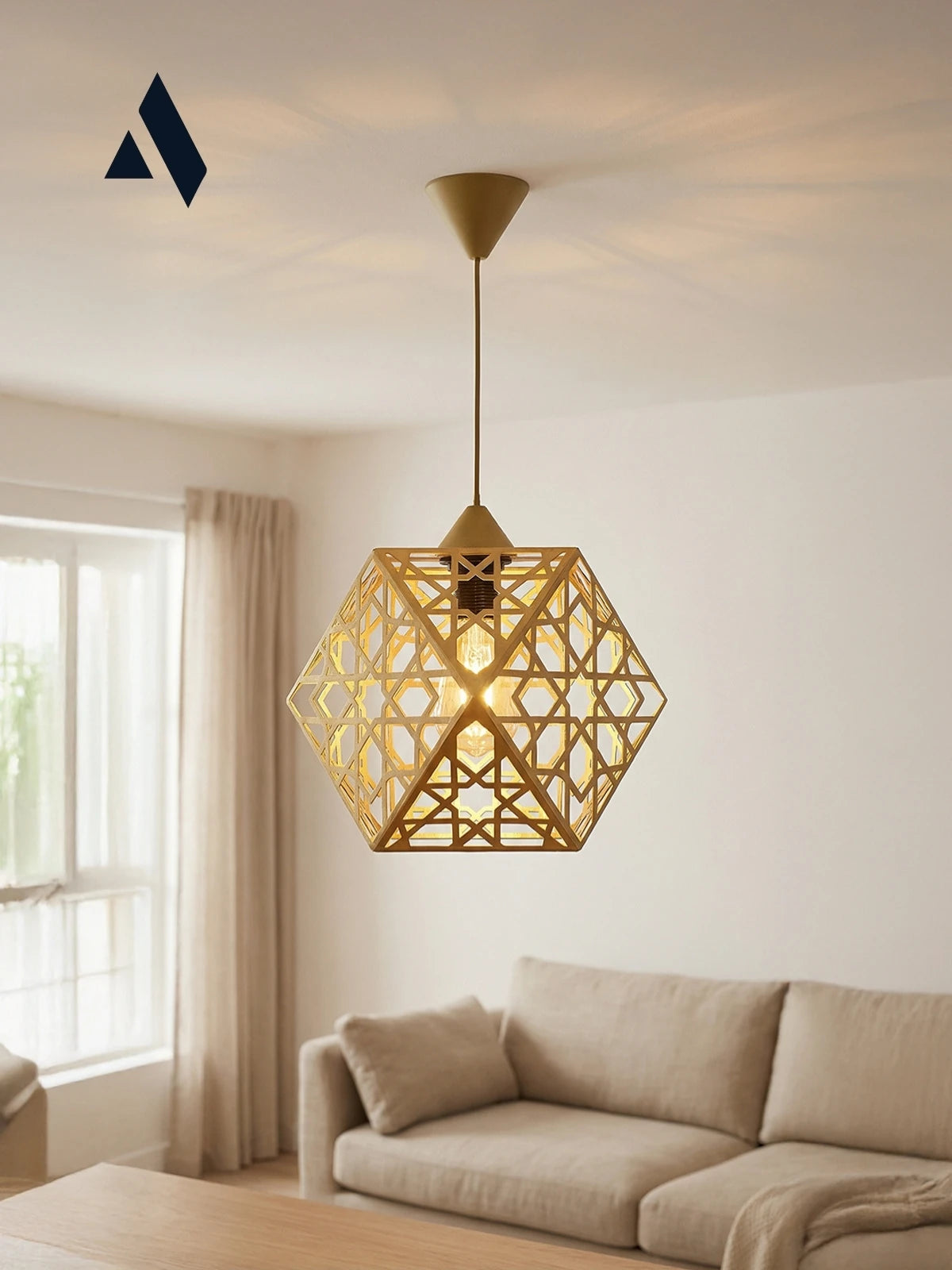 Hexara Geometrik Metal Sarkıt Avize – Altıgen Form Modern Tekli Aydınlatma
