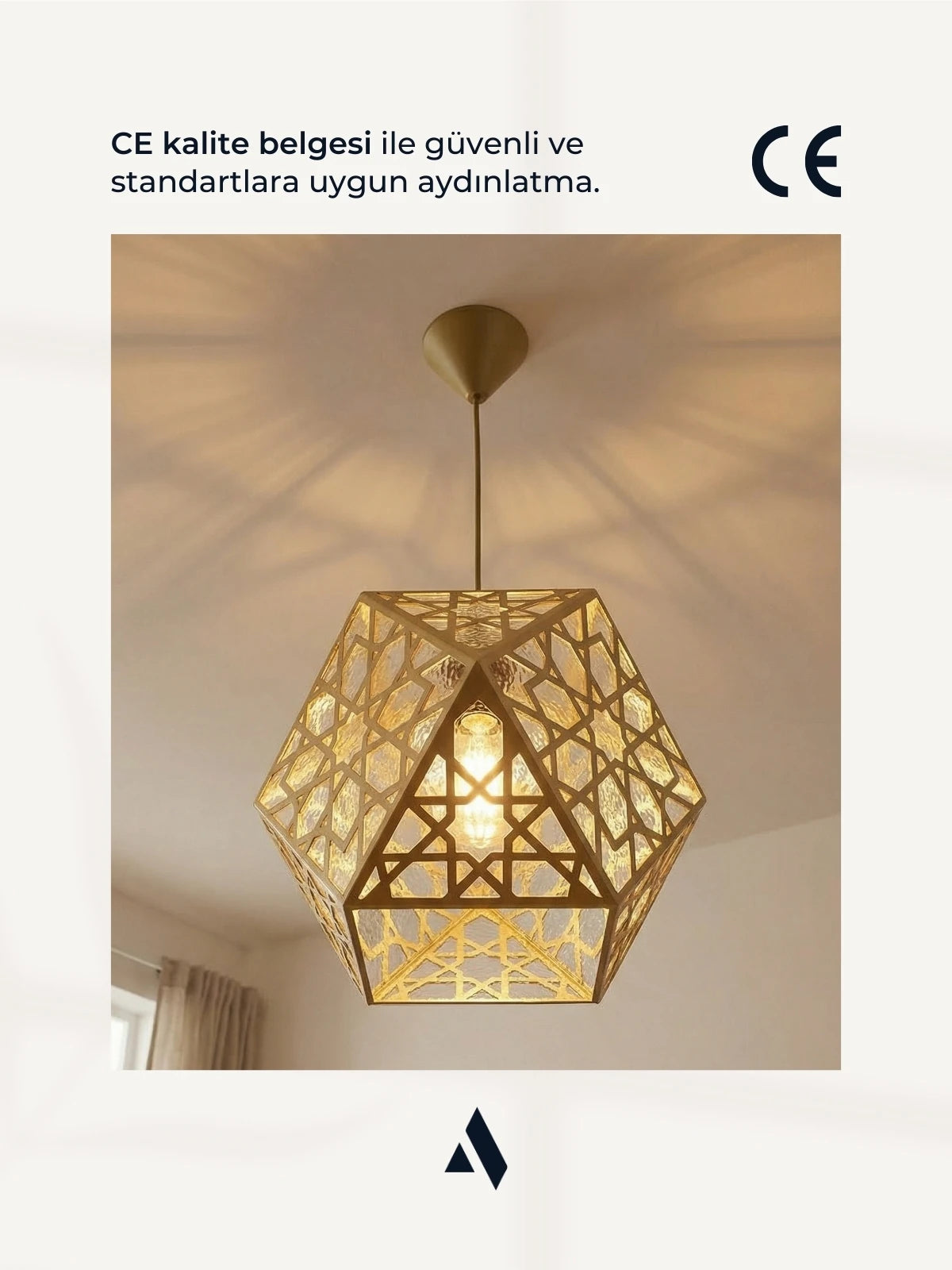 Hexara Geometrik Metal Sarkıt Avize – Altıgen Form Modern Tekli Aydınlatma
