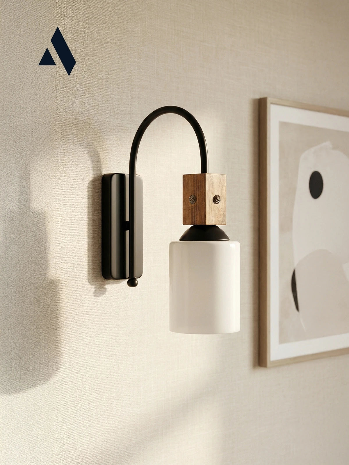 Altira Ahşap Süslemeli Duvar Apliği – Rustik Modern Stil, Opal ve Bal Camlı