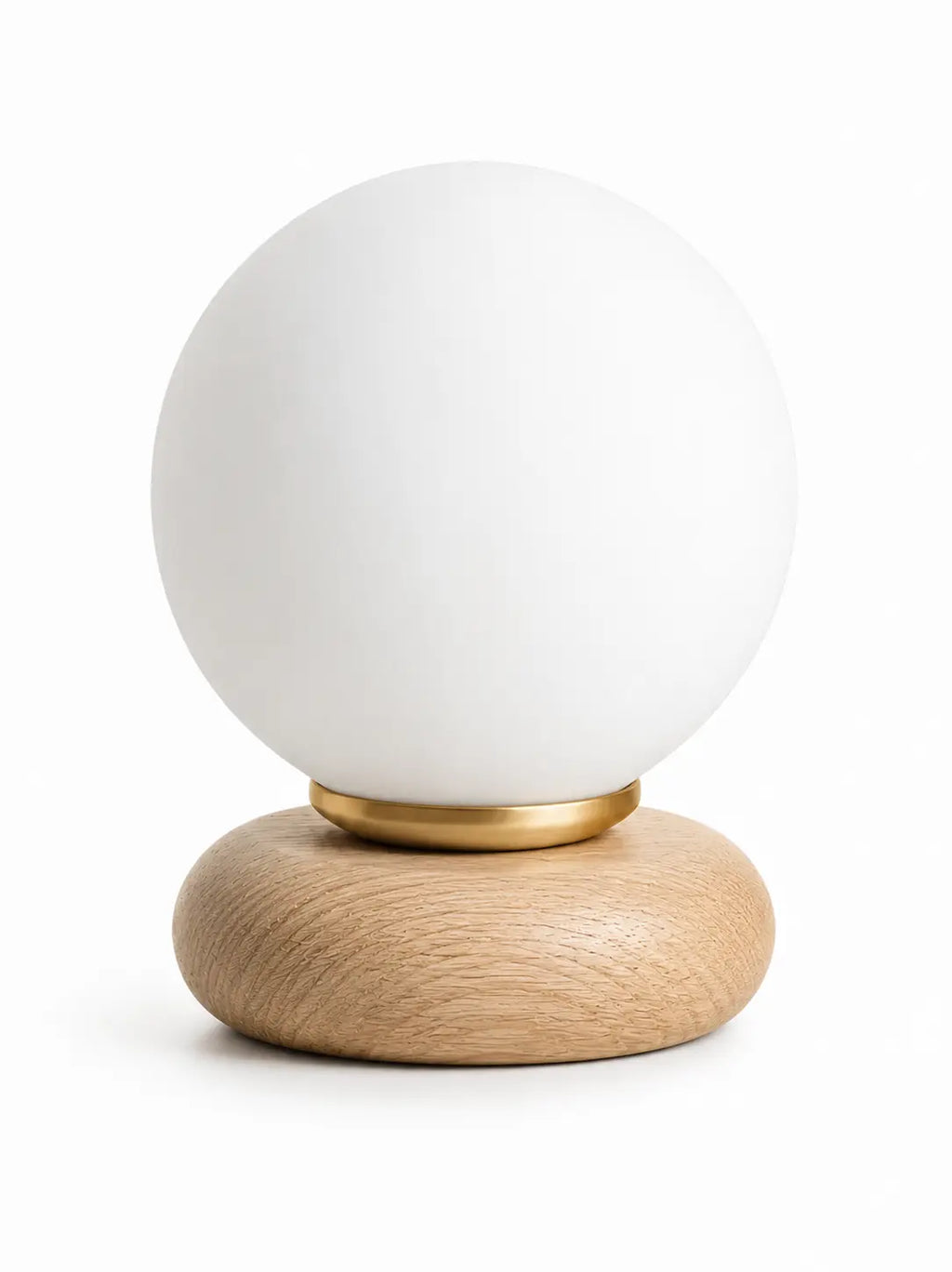 Alldesco Orbina Soft Opal Cam Masa Lambası – Ahşap Tabanlı Minimal Abajur