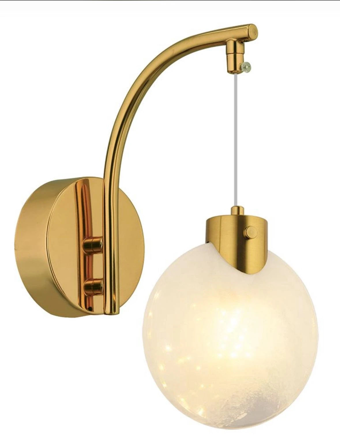 Fiora Midye Cam Küre Duvar Aplik – Gold & Krom Seçenekli