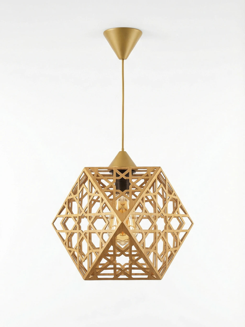 Hexara Geometrik Metal Sarkıt Avize – Altıgen Form Modern Tekli Aydınlatma