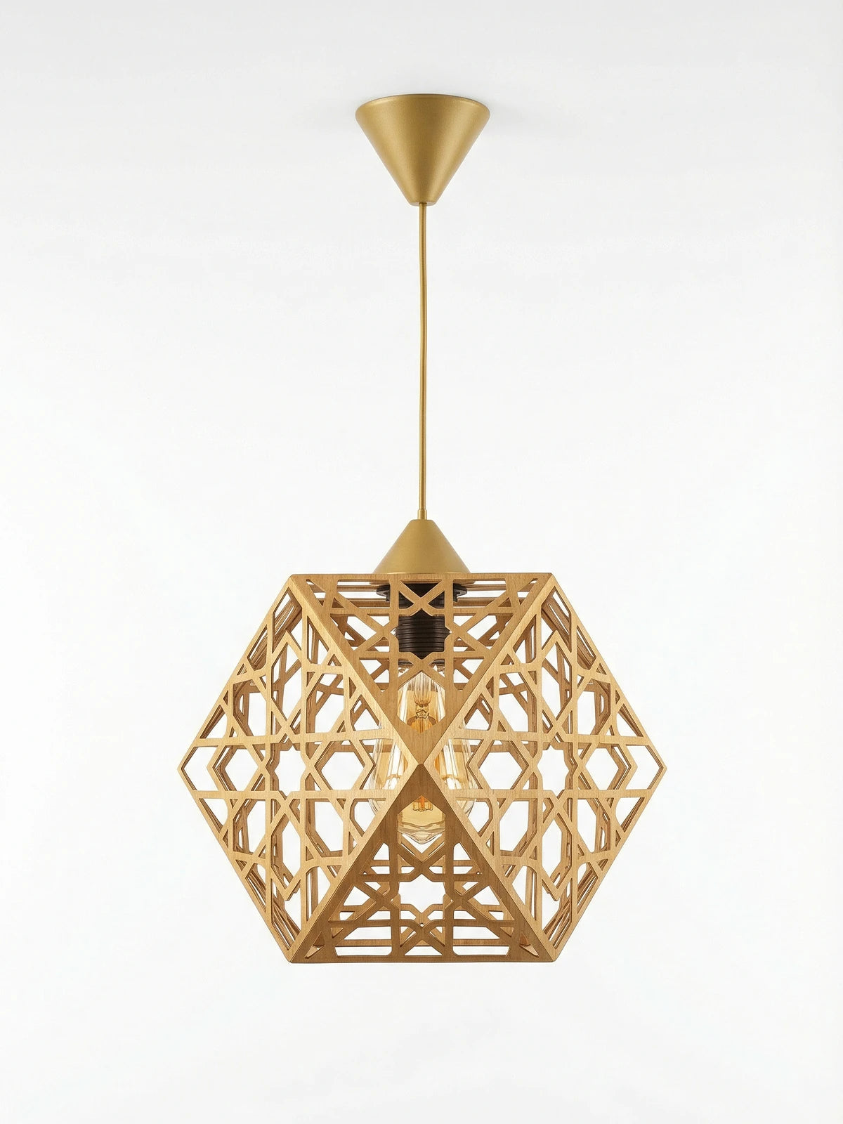 Hexara Geometrik Metal Sarkıt Avize – Altıgen Form Modern Tekli Aydınlatma