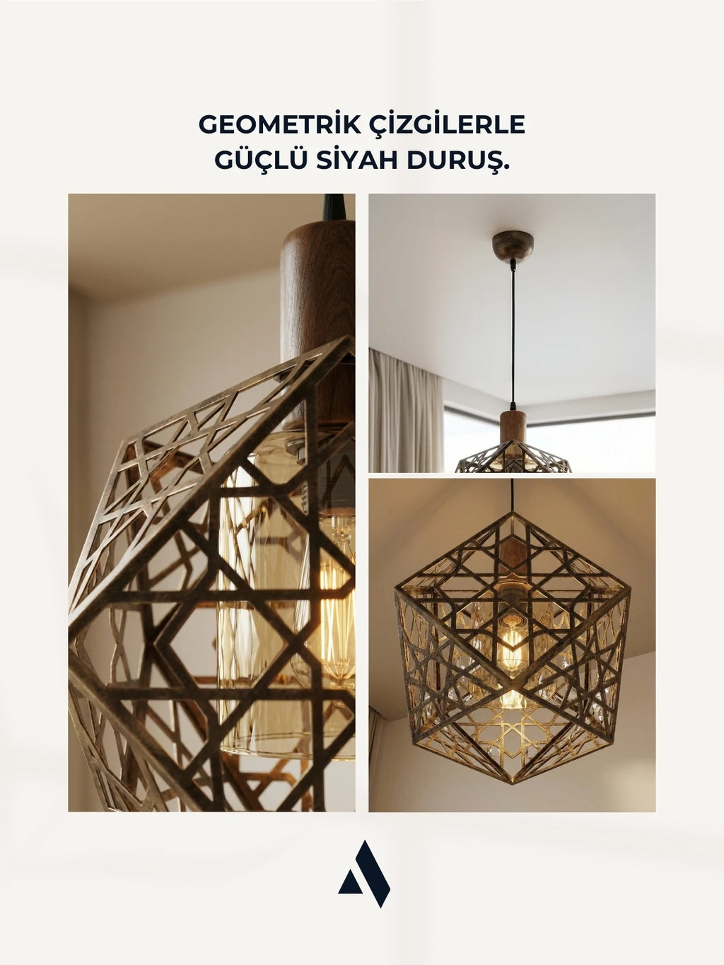 Hexara Geometrik Metal Sarkıt Avize – Altıgen Form Modern Tekli Aydınlatma