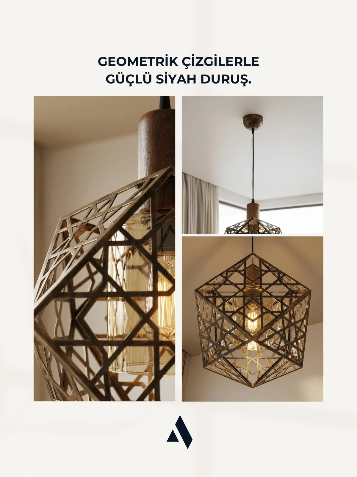 Hexara Geometrik Metal Sarkıt Avize – Altıgen Form Modern Tekli Aydınlatma