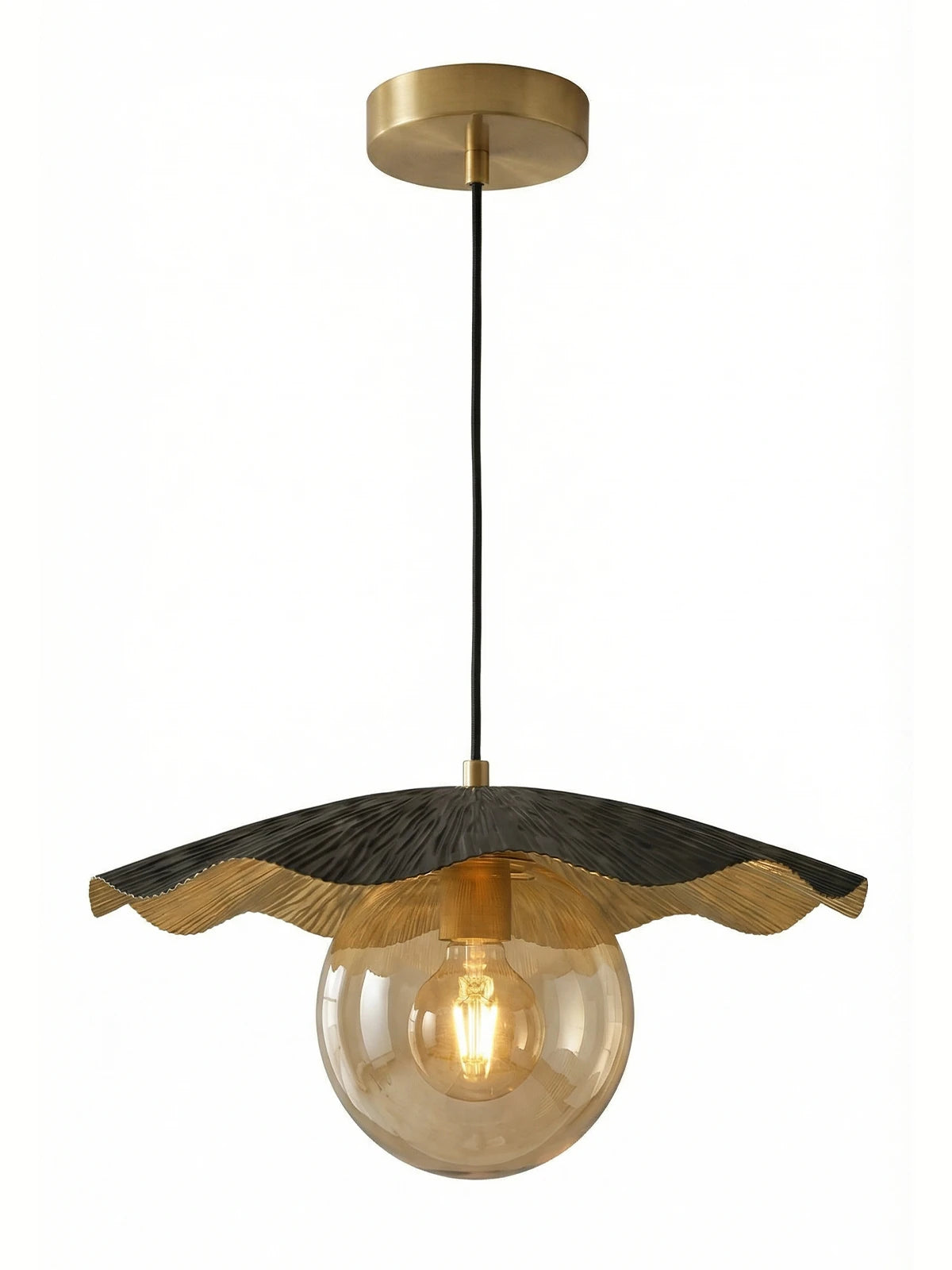 Canopy Tekli Sarkıt Avize | Lüks Gold Metal Şapkalı, Bal Camlı Modern Aydınlatma