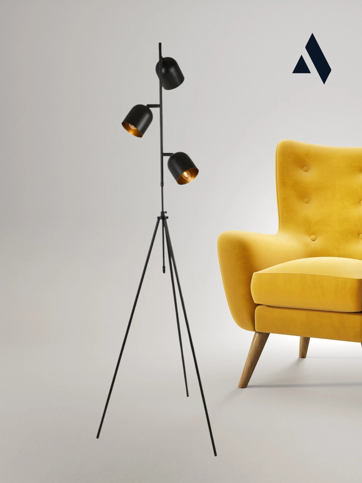 Horion Tripod Lambader – 3 Başlıklı, Ayarlanabilir, Metal Gövde (Siyah, Beyaz, Eskitme)