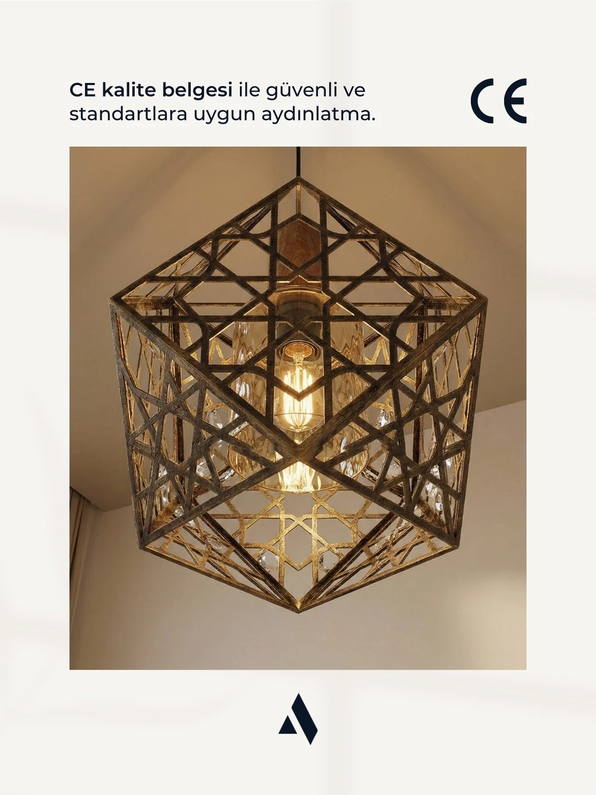 Hexara Geometrik Metal Sarkıt Avize – Altıgen Form Modern Tekli Aydınlatma