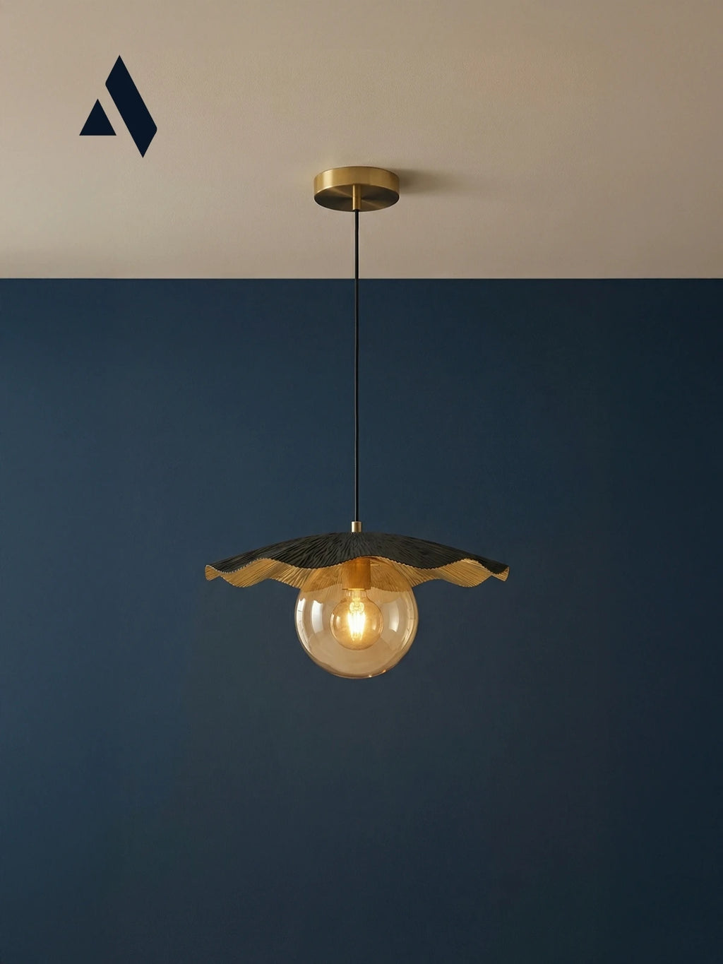 Canopy Tekli Sarkıt Avize | Lüks Gold Metal Şapkalı, Bal Camlı Modern Aydınlatma