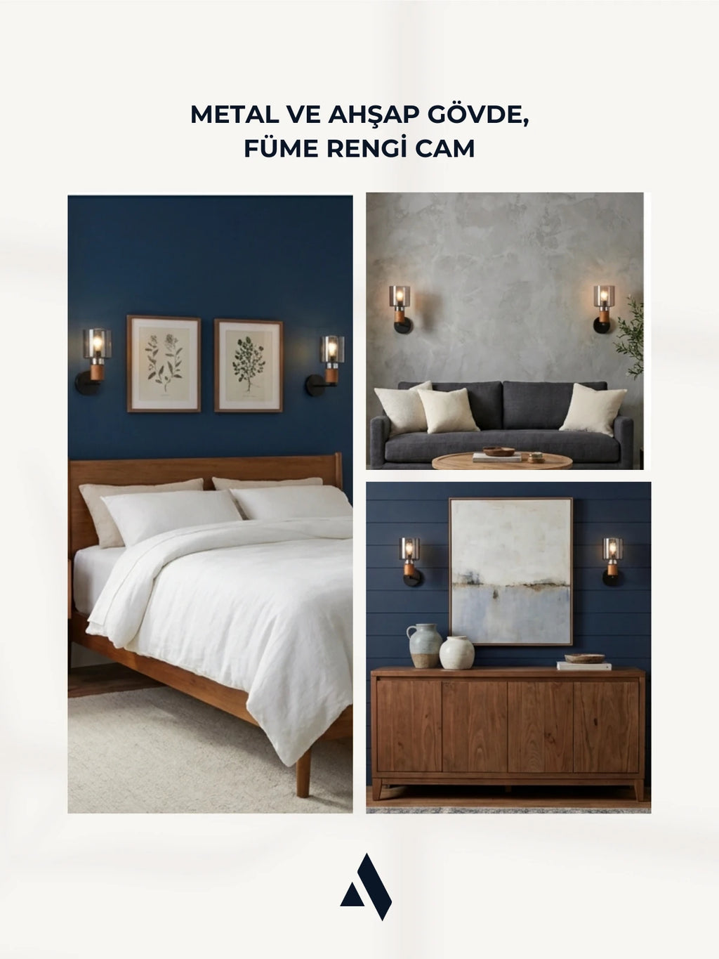 Elyra Modern Dekoratif Duvar Aplik – Ahşap Detaylı Camlı Aydınlatma