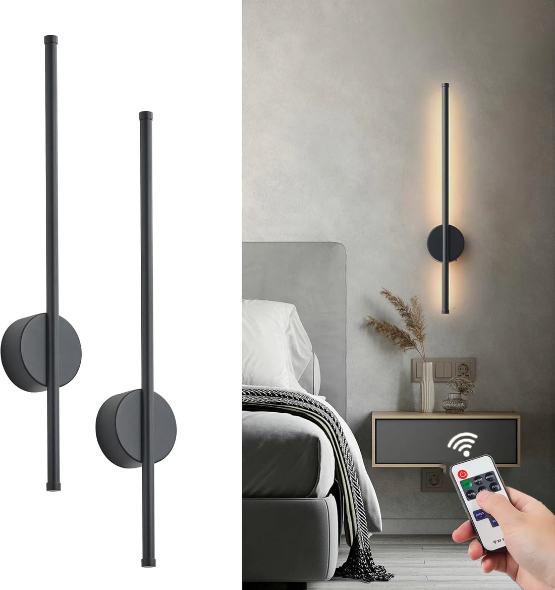 Lunex Şarjlı Manyetik LED Duvar Apliği (Kumandalı, 3 Renk)